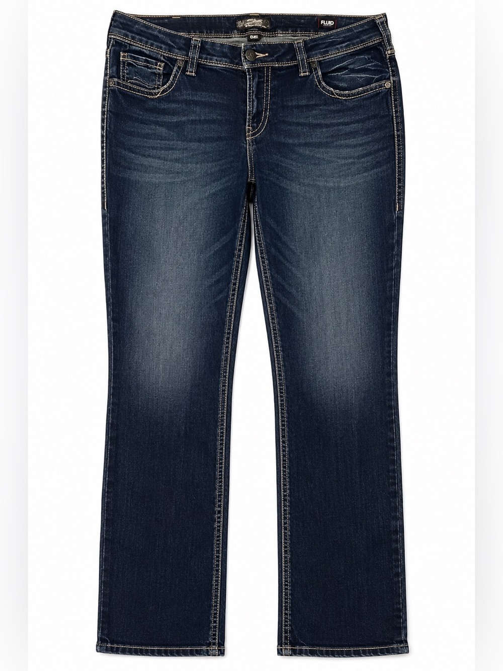 Silver Jeans Suki Mid Straight Jeans Womens 18 Dark Wash Stretch Denim Plus Size